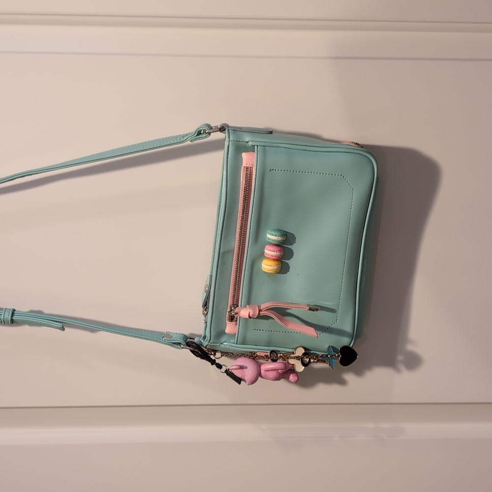 Mikshimai Korean macaron purse with custom charms pastel Kei